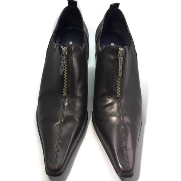 DONALD J. PLINER Expresso brown calf leather shoe with front zipper - Size 9M - Picture 5 of 15